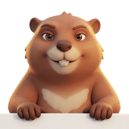 Theo the beaver peeking over the section edge with a sympathetic expression